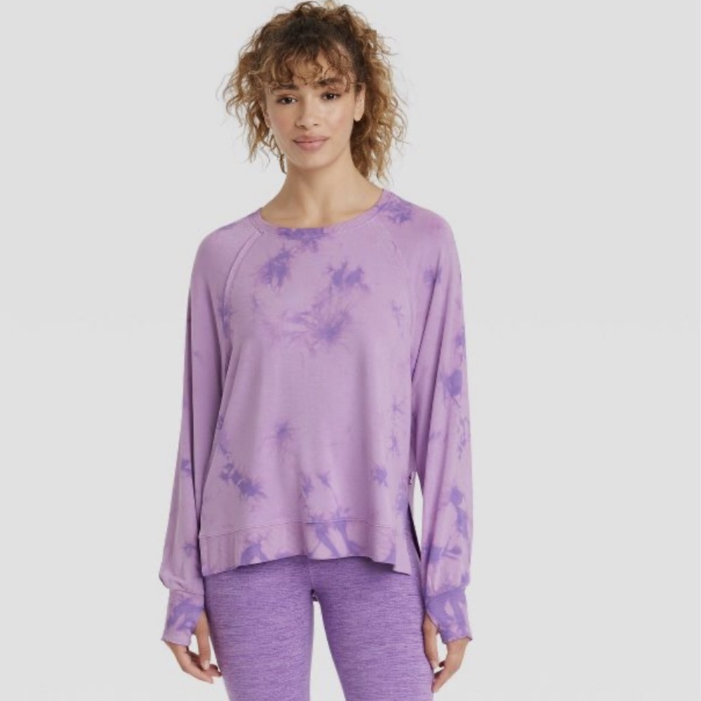 JoyLab Lavender Tie-Dye Sweatshirt - XS